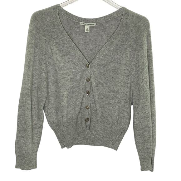 Autumn Cashmere M Soft Gray V-Neck Baby Cardigan 100% Pure Cashmere - Picture 1 of 7